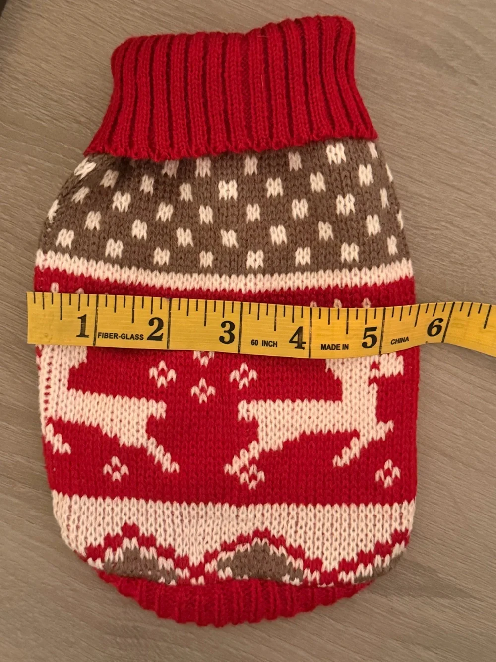 Festive Red and White Reindeer Knit Dog or Cat Pet Sweater.